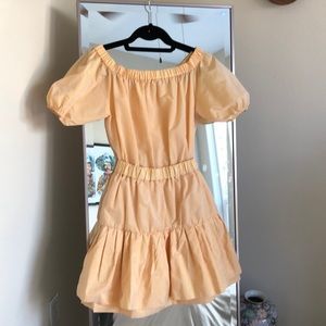 Maje Off-the-shoulder gathered taffeta mini dress